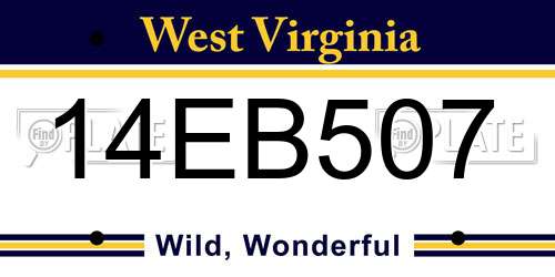 14EB507 West Virginia License Plate