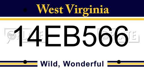 14EB566 West Virginia License Plate