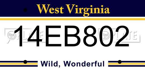 14EB802 West Virginia License Plate