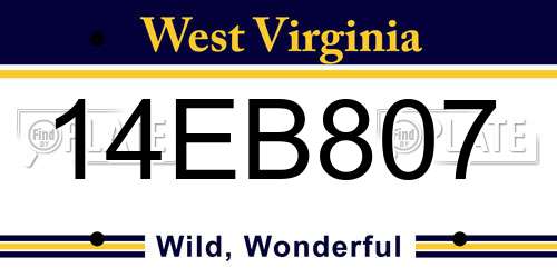 14EB807 West Virginia License Plate
