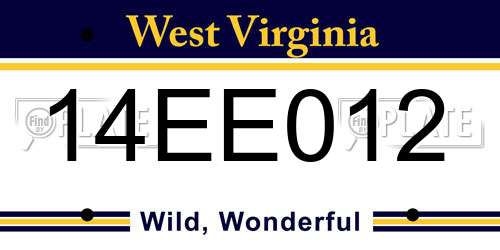 14EE012 West Virginia License Plate