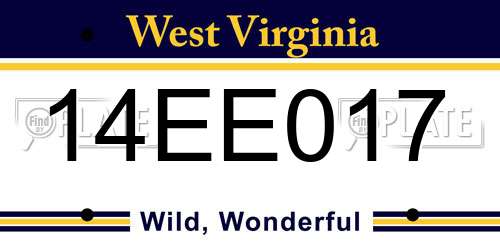 14EE017 West Virginia License Plate