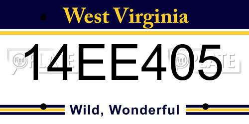 14EE405 West Virginia License Plate