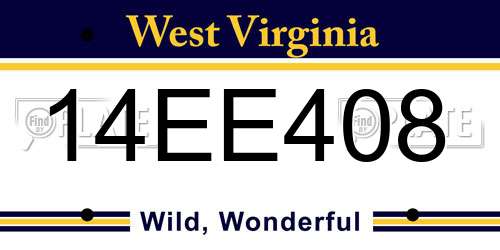 14EE408 West Virginia License Plate