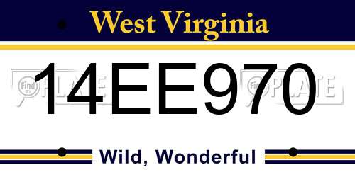 14EE970 West Virginia License Plate