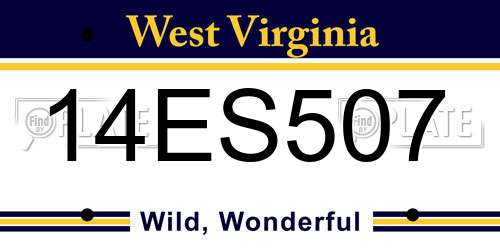 14ES507 West Virginia License Plate
