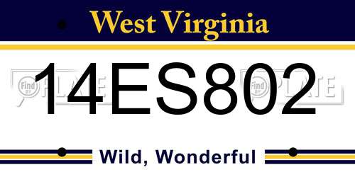 14ES802 West Virginia License Plate