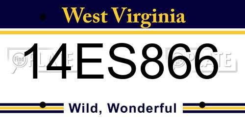 14ES866 West Virginia License Plate