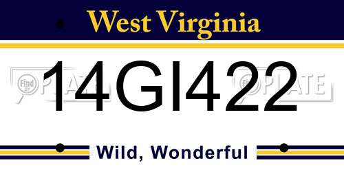 14GI422 West Virginia License Plate