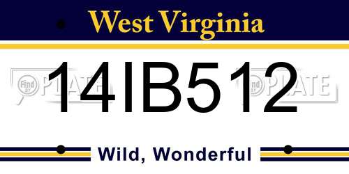 14IB512 West Virginia License Plate