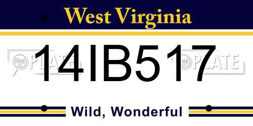 14IB517 West Virginia License Plate