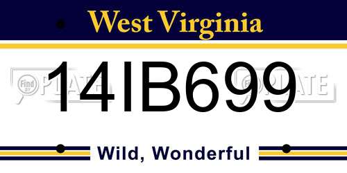 14IB699 West Virginia License Plate