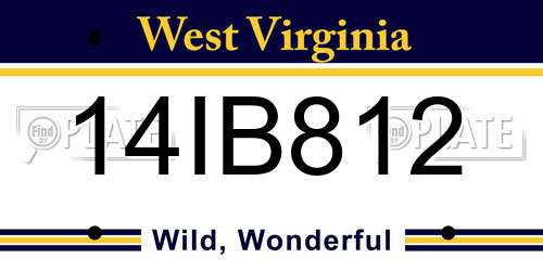14IB812 West Virginia License Plate