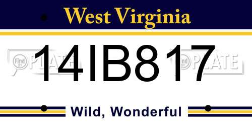 14IB817 West Virginia License Plate