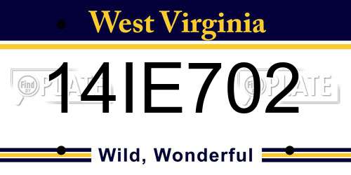 14IE702 West Virginia License Plate