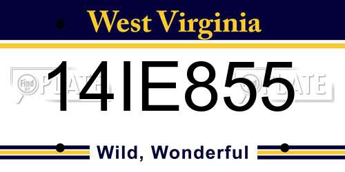 14IE855 West Virginia License Plate