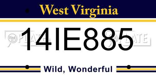 14IE885 West Virginia License Plate