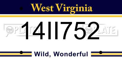 14II752 West Virginia License Plate