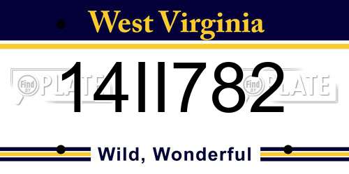 14II782 West Virginia License Plate
