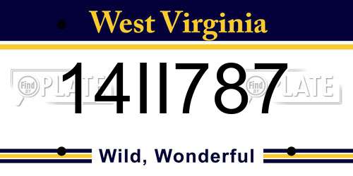 14II787 West Virginia License Plate