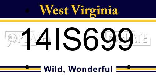 14IS699 West Virginia License Plate