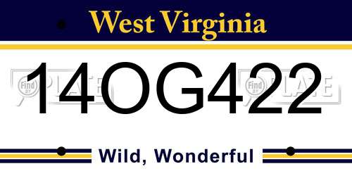 14OG422 West Virginia License Plate