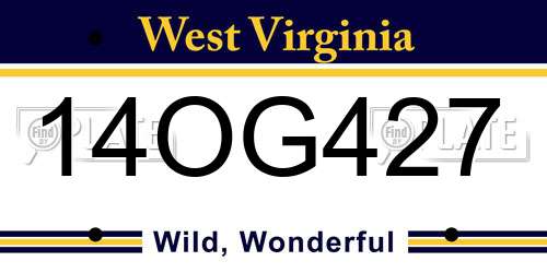 14OG427 West Virginia License Plate