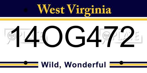 14OG472 West Virginia License Plate