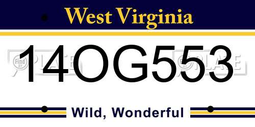 14OG553 West Virginia License Plate