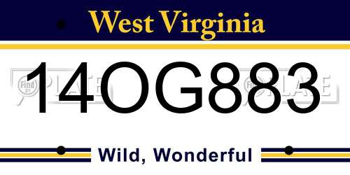 14OG883 West Virginia License Plate