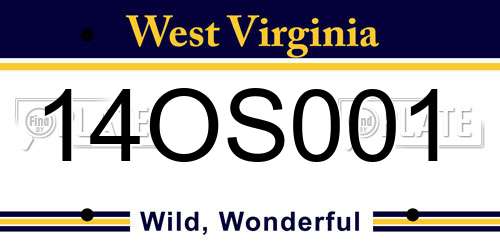 14OS001 West Virginia License Plate