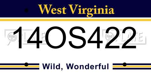 14OS422 West Virginia License Plate