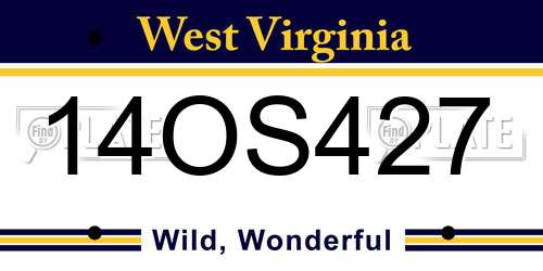 14OS427 West Virginia License Plate