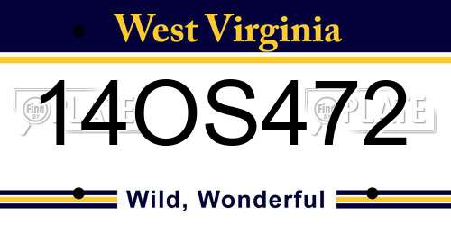14OS472 West Virginia License Plate