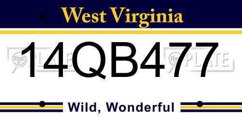14QB477 West Virginia License Plate