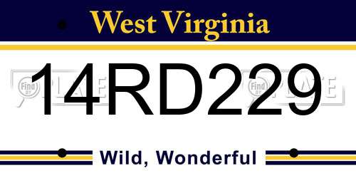 14RD229 West Virginia License Plate