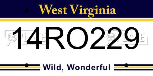 14RO229 West Virginia License Plate