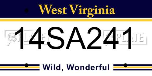 14SA241 West Virginia License Plate