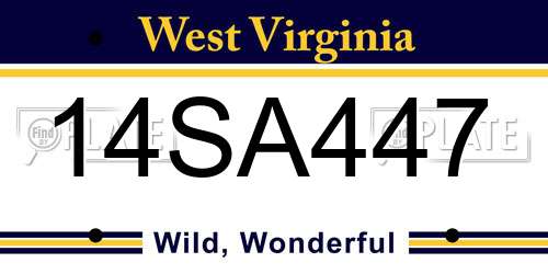 14SA447 West Virginia License Plate