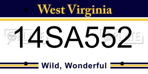 14SA552 West Virginia License Plate