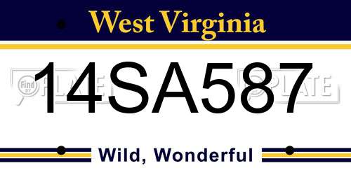 14SA587 West Virginia License Plate