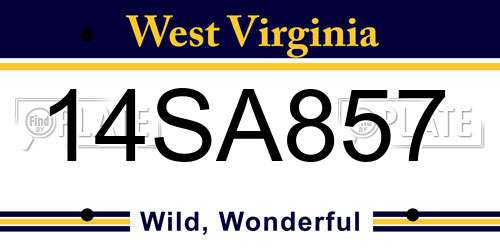 14SA857 West Virginia License Plate