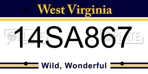 14SA867 West Virginia License Plate