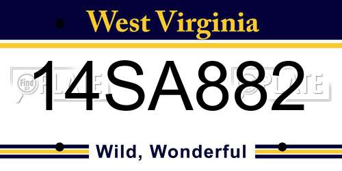 14SA882 West Virginia License Plate
