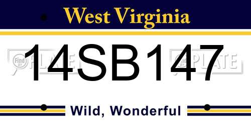 14SB147 West Virginia License Plate