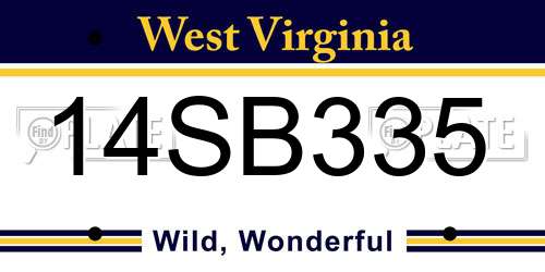 14SB335 West Virginia License Plate