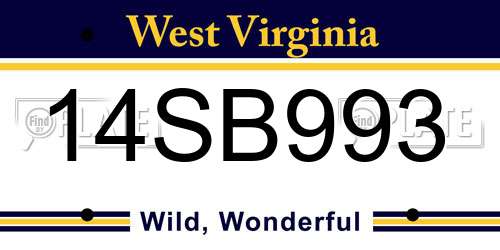 14SB993 West Virginia License Plate