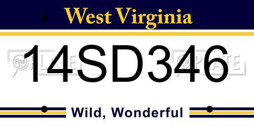 14SD346 West Virginia License Plate