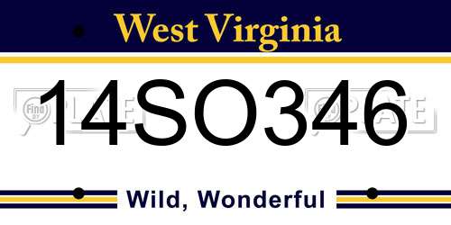 14SO346 West Virginia License Plate
