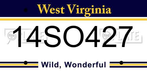 14SO427 West Virginia License Plate